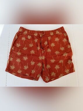 Burnt Orange Palm Print Lounge Shorts
